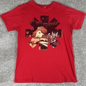 Red Hot Chili Peppers Shirt Mens L (Fits M) Red One Hot Minute Tee 90s Retro